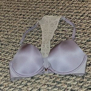 Victoria's Secret Lavender Racer Back Plunge Clip In Front Bra Size 32C